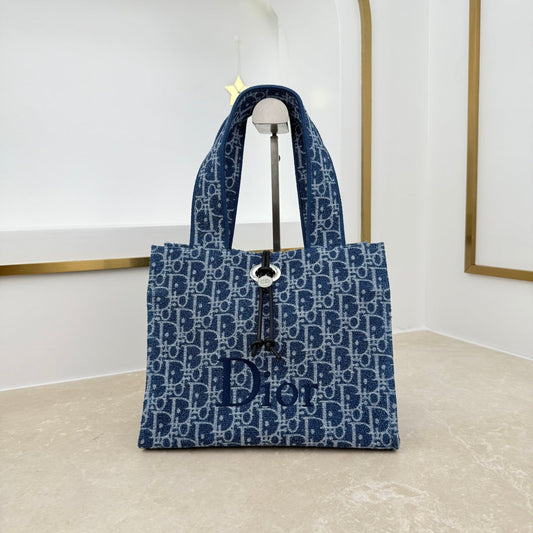 Dior 2026 Spongy Book Tote Bag Blue Canvas