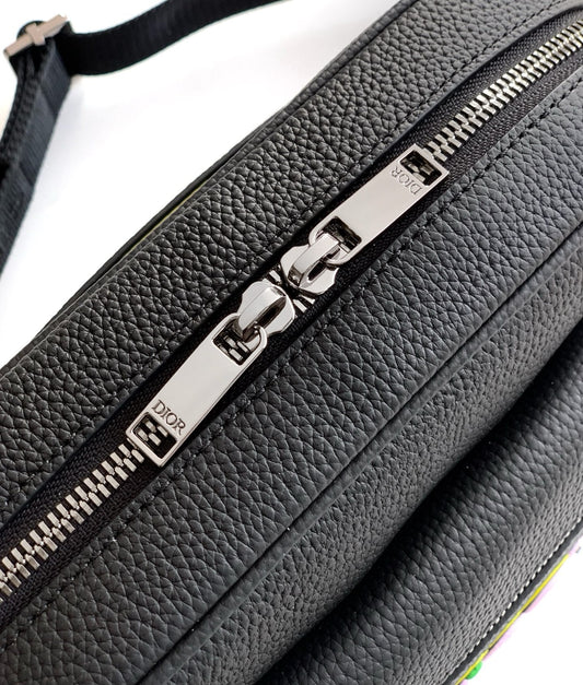 Dior Rider 2.0 Zippered Messenger Bag Black Cowhide 336233
