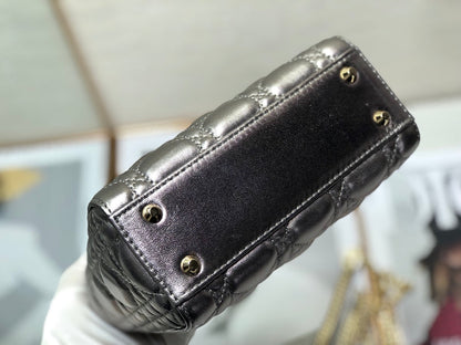 mini lady 17 metalic grey lambskin