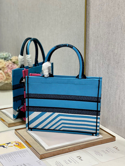 CD Zebra Book Tote  Bag Blue Canvas 336519