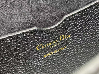 CD Bobby Bag Black Pebbled Leather Gold Hardware