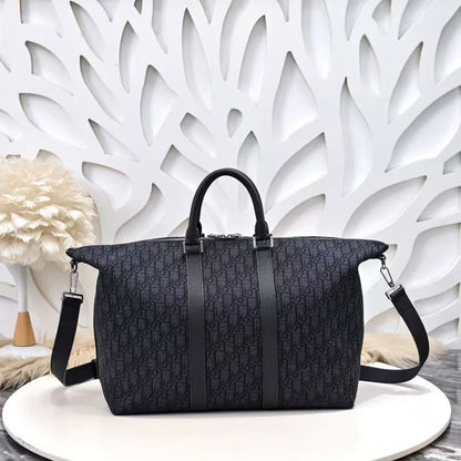Weekender 40 Dior Oblique Jacquard  Black Grained Calfskin Frabic