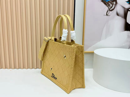 Dior 2026 Book Tote with Embroidered Bee Yellow Canvas