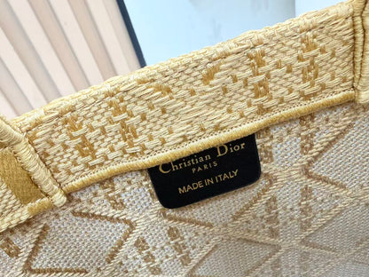 Dior 2026 Book Tote with Embroidered Bee Yellow Canvas