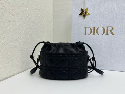 Dior 2026 Mini DiorTravel Bucket Bag 22cm Fabric Lambskin