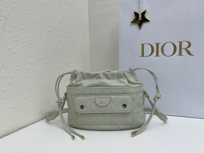 Dior 2026 Mini DiorTravel Bucket Bag 22cm Fabric Lambskin