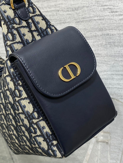 CD Medium Dream Bag 24 Blue Oblique Jacquard and Calfskin