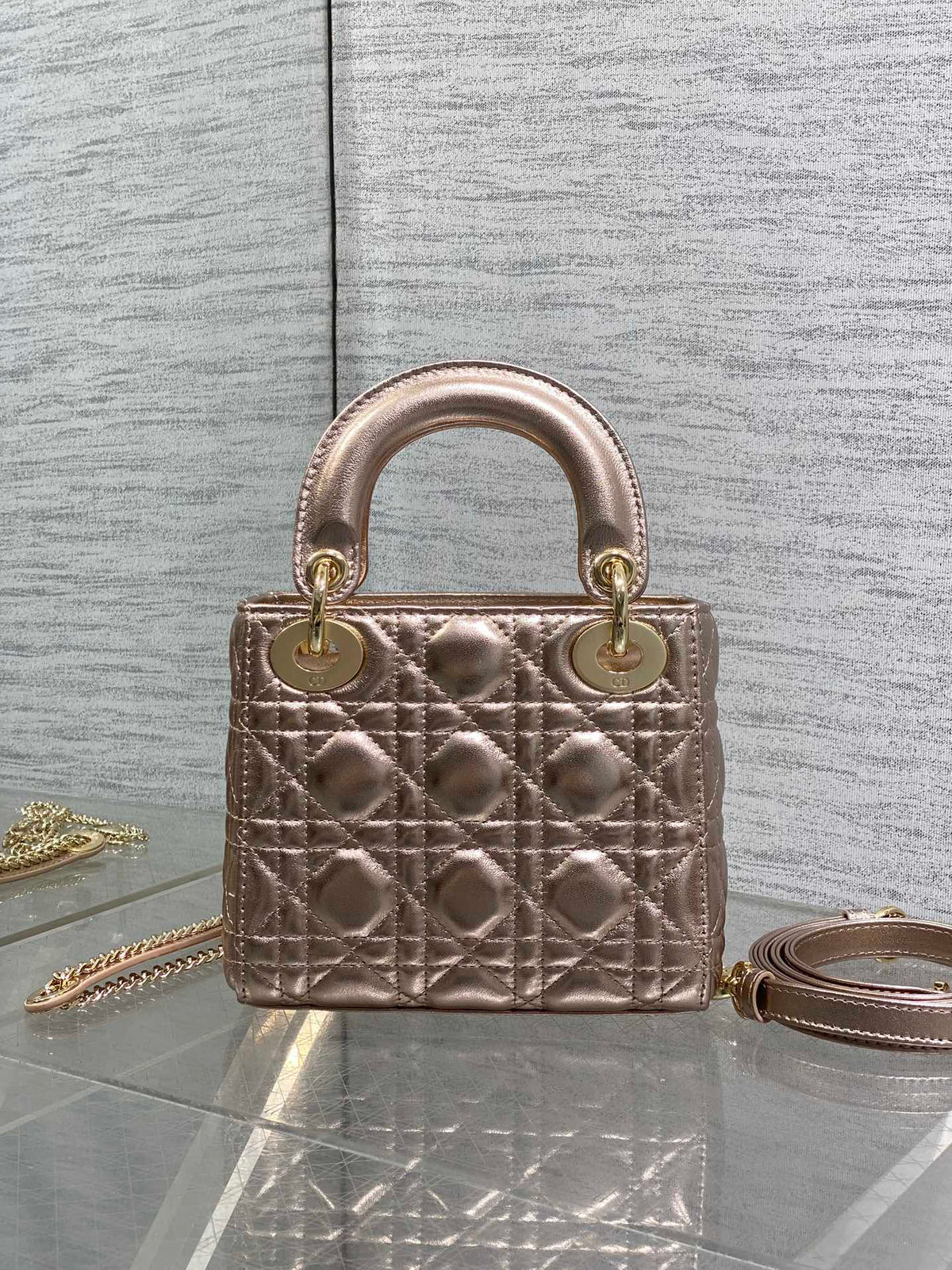 Dior 2026 Mini Lady Dior Bag Rose Gold Lambskin 270518