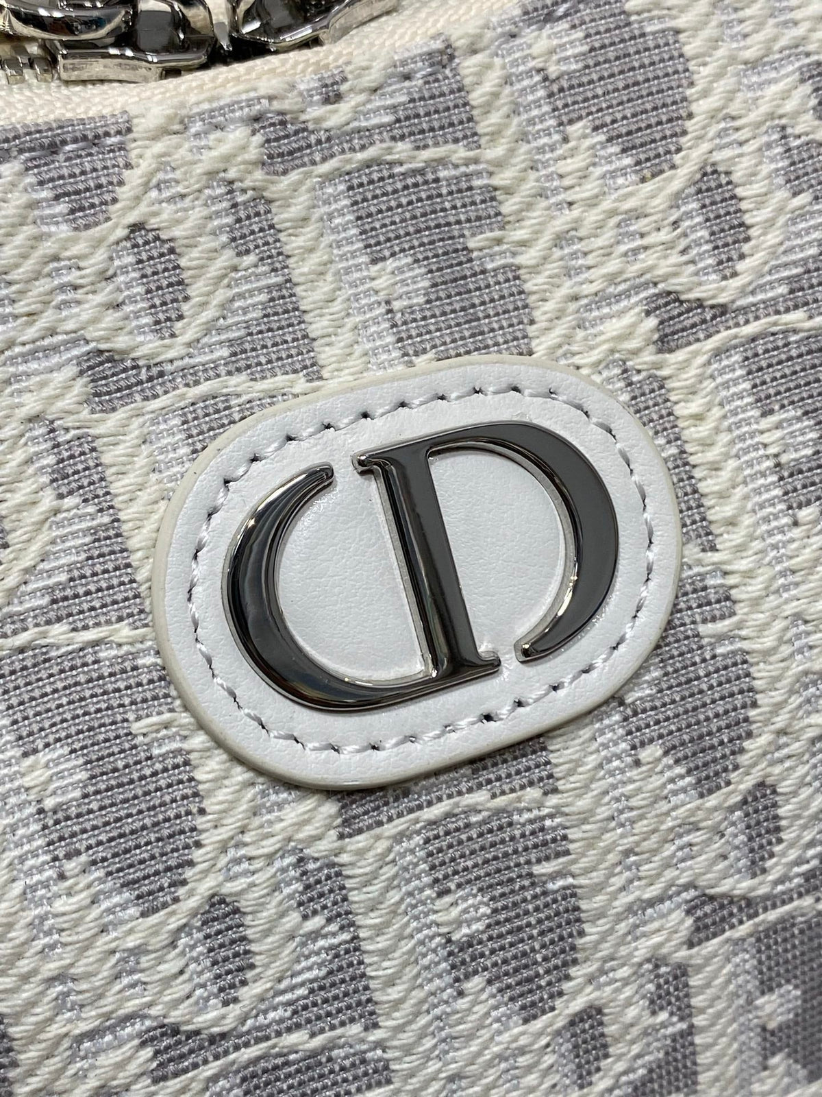 Dior 2026 Diorling 19cm Bag White Grey Cotton Calfskin 289144