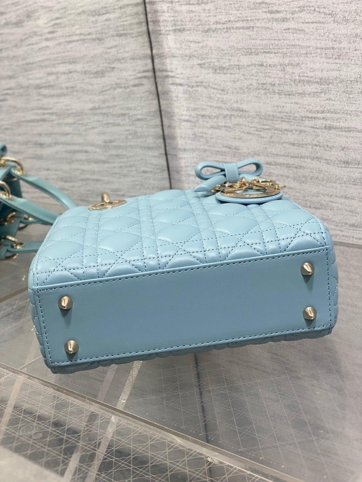 Dior 2026 Bow Lady Dior Tourmaline Blue Cannage Lambskin 289166