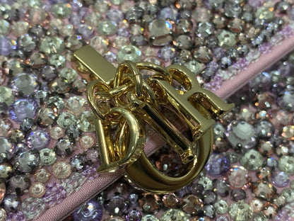 Dior 2026 Embellished With Sparkling Crystals Pink Leather