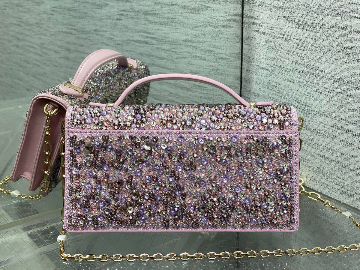 Dior 2026 Embellished With Sparkling Crystals Pink Leather