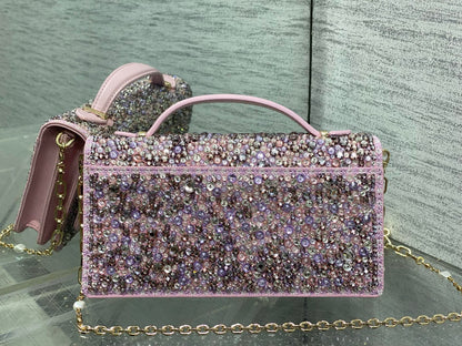 Dior 2026 Embellished With Sparkling Crystals Pink Leather