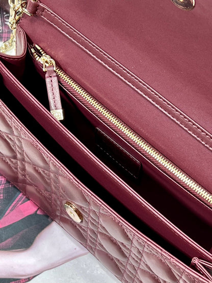 MY CD 24 TOP HANDLE BAG BURGUNDY LAMBSKIN