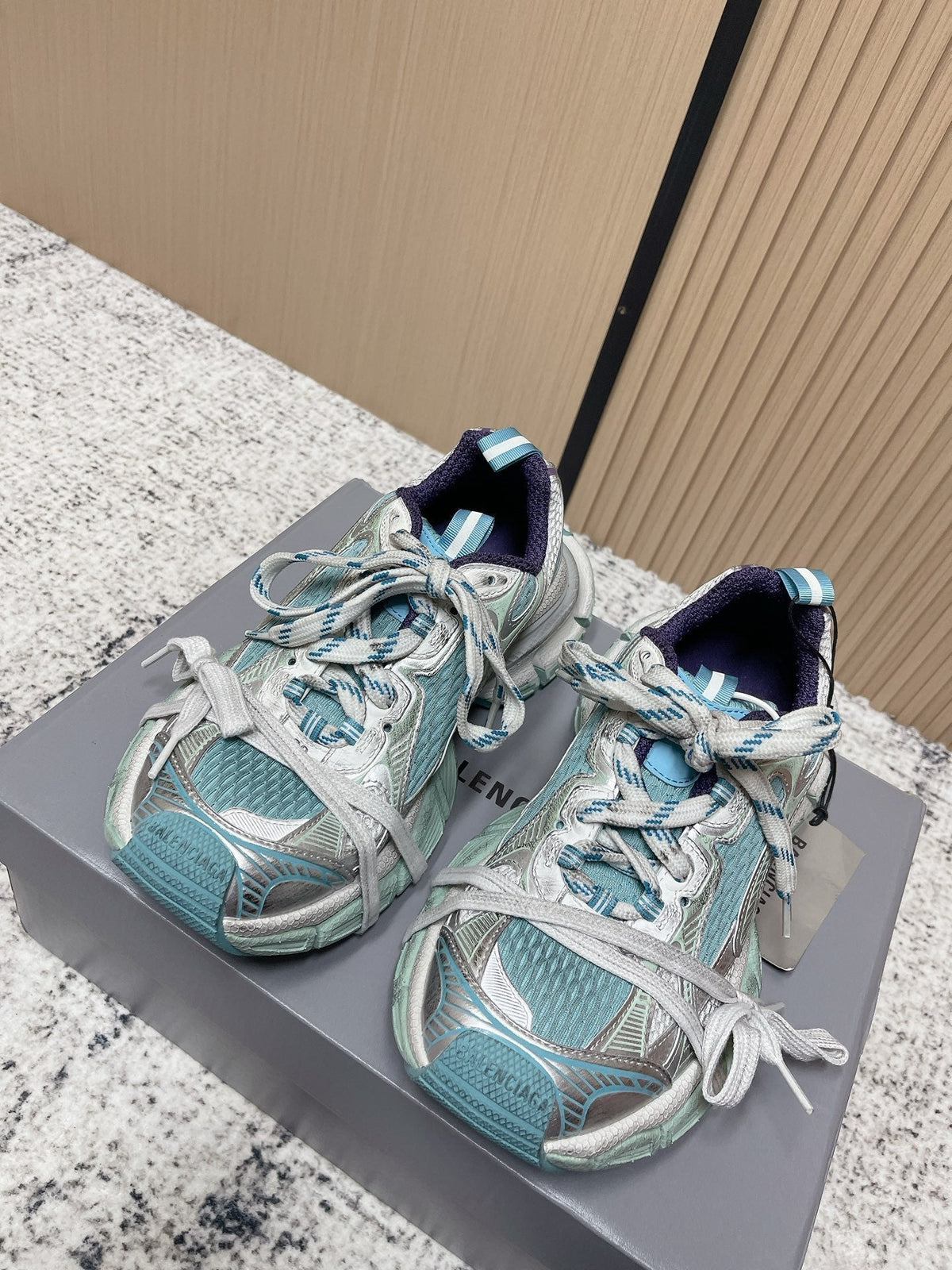 Balenciaga Sneaker Mesh Lace-up Light Blue Fabric 534180