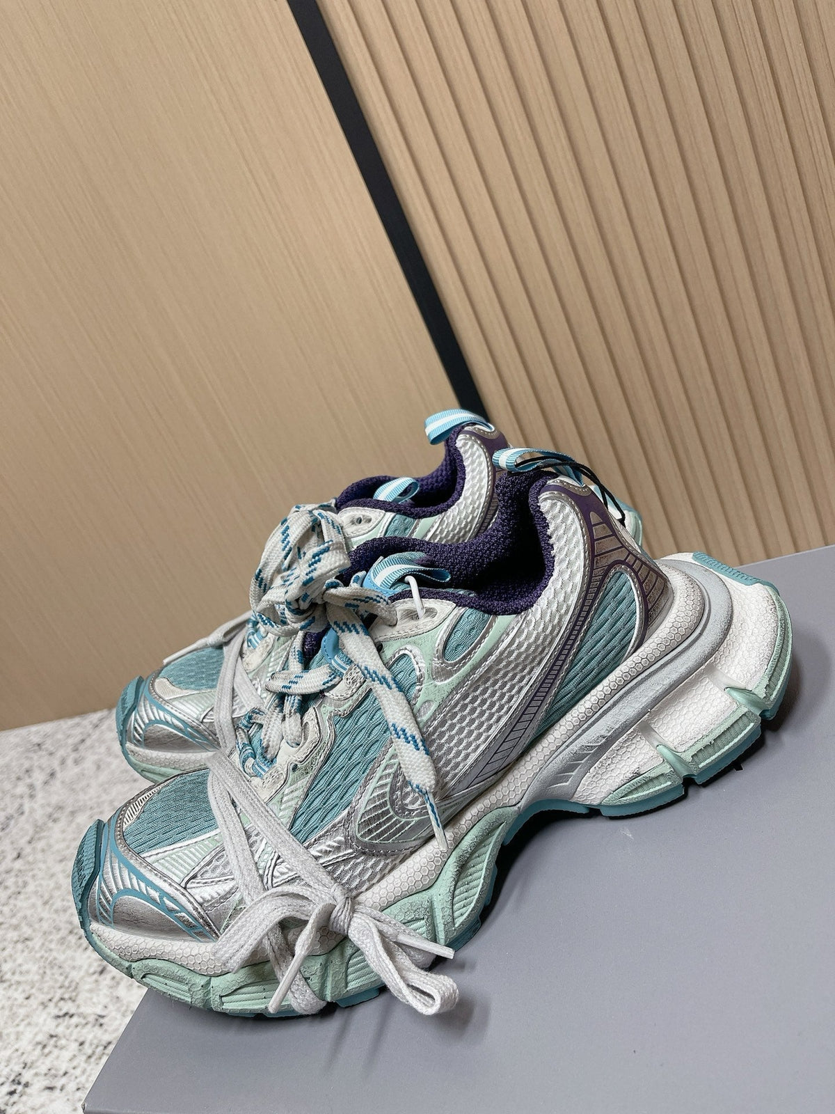 Balenciaga Sneaker Mesh Lace-up Light Blue Fabric 534180