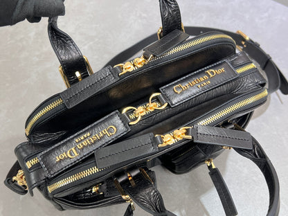 Dior 2026 Grand Tour Bowling Bag 28cm Black Calfskin