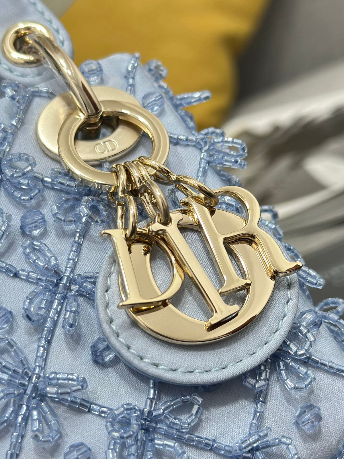 Dior 2026 Embroidered Beaded Bag 12cm Satin Leather 148685