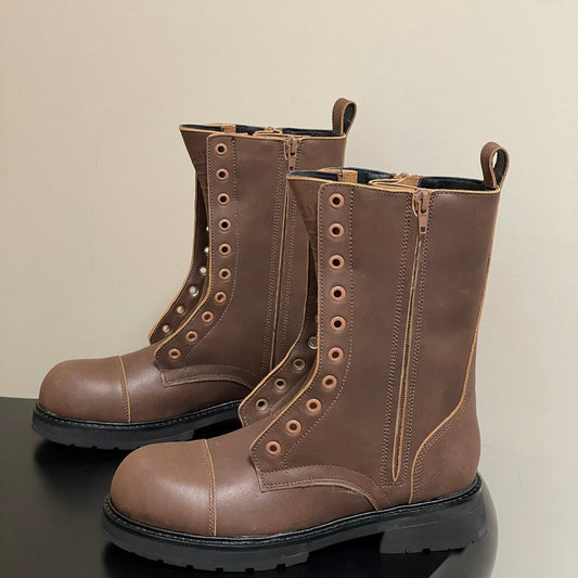 Balenciaga 25ss short boots brown sheepskin 469072