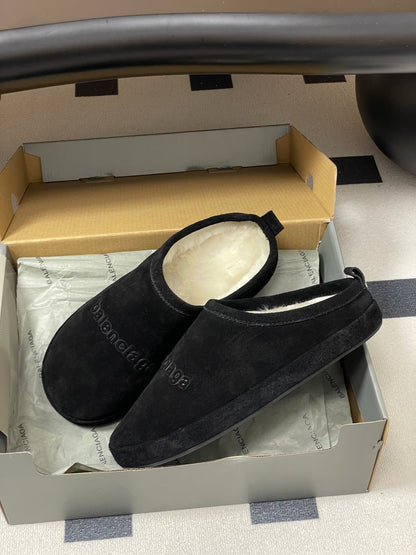 Balenciaga Mule Slip-On Black Suede Wool