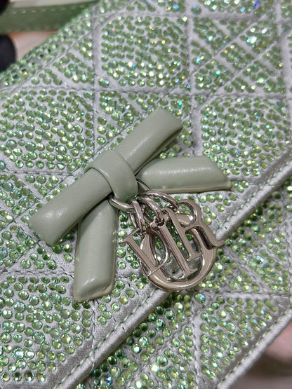 Dior 2026 My Dior Bag 21cm Green Cannage Satin and Strass