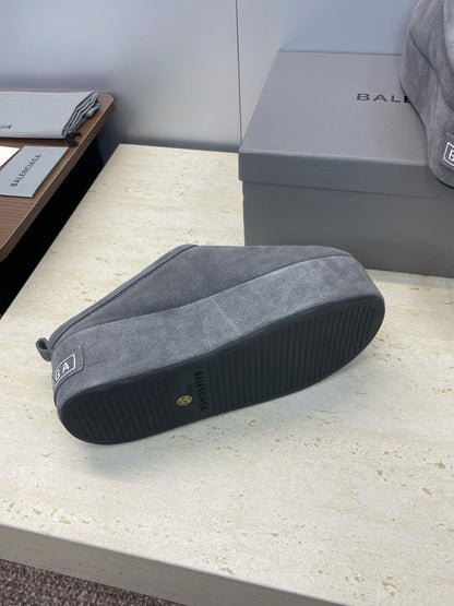 Balenciaga Alaska Slide Grey White Suede Fur 551898