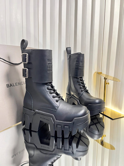 Balenciaga 2026 Bulldozer Lace-up Boot Black Calfskin 616564